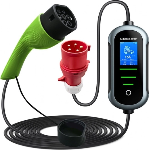 Qoltec mobilná nabíjačka pre elektromobily a plug-in hybridy 7 kW 230 V CEE 32A Wi-Fi Tuya LCD 5 m