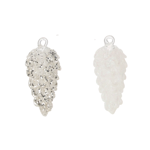 Sklenená vianočná ozdoba biela šiška, rôzne vzory, sada 6 ks