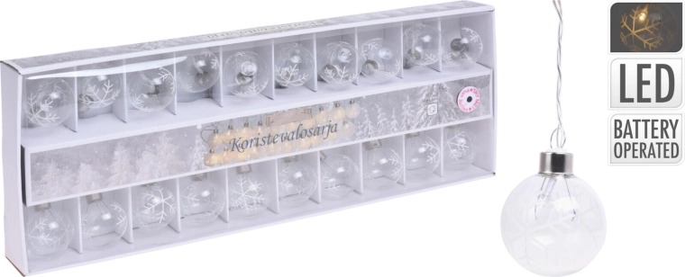 Svetelný reťazec gule 5 cm, 7 m, 20 LED, teplá biela