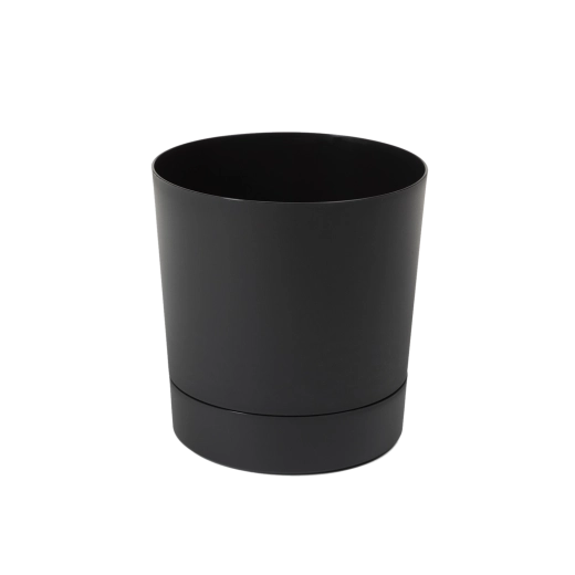 Kvetináč s podmiskou Aura 17,5 cm čierny mat
