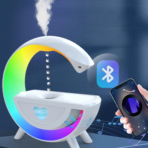 Antigravitačný zvlhčovač vzduchu s aromaterapiou, RGB nočnou lampou a Bluetooth reproduktorom