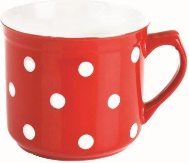 Keramický hrnček 660 ml s bodkami červený