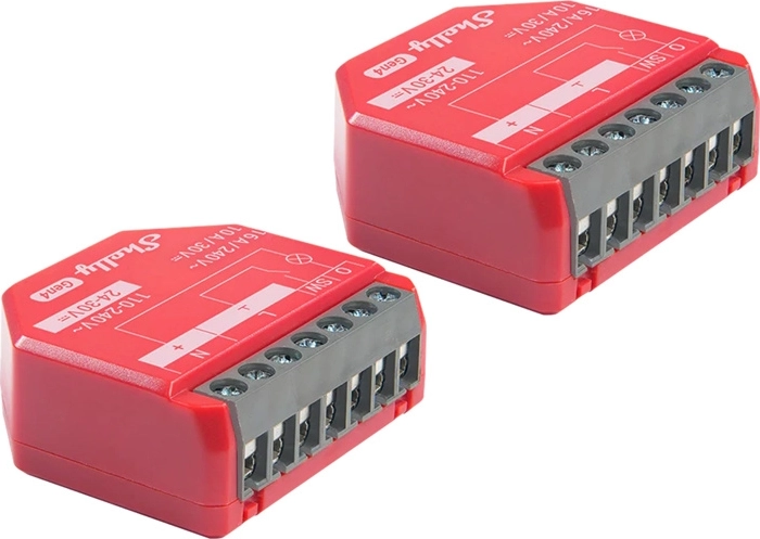 sada 2 inteligentných spínačov shelly 1pm gen4 s meraním spotreby a podporou zigbee/matter