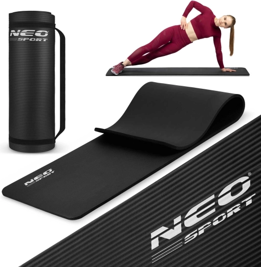 Neo Sport fitness podložka 183 × 60 cm, extra hrubá, čierna