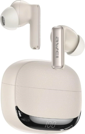 Awei TA19 ANC bezdrôtové slúchadlá TWS Bluetooth 6.0 béžové