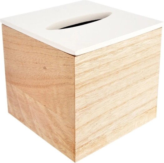 Box na papierové vreckovky béžovo-biely 14 × 14 × 13 cm