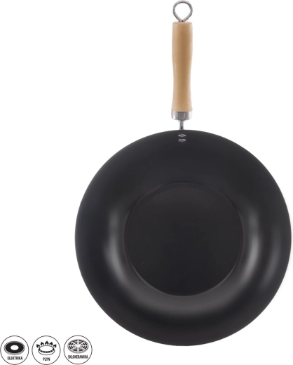 Wok panvica 30 cm s drevenou rukoväťou