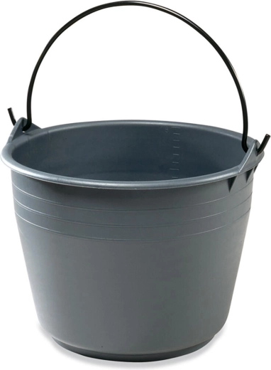 Poľnohospodárske vedro 25 l z pružného LLDPE pre styk s potravinami, sivé