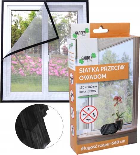 Sieť proti hmyzu na okná 150 × 180 cm, čierna