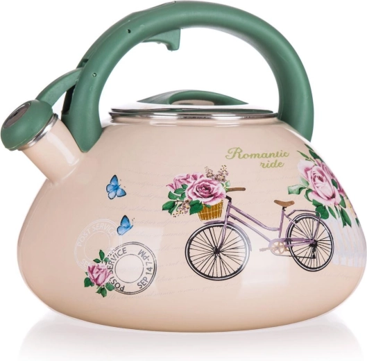 Smalťovaná píšťalka rýchlovarná kanvica 3 l Romantic Ride, priemer 22,5 cm