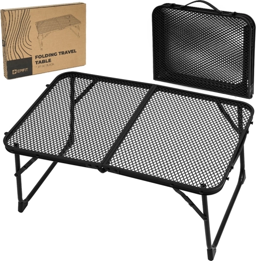 Skladací turistický stolík Flip nízky 60 čierny