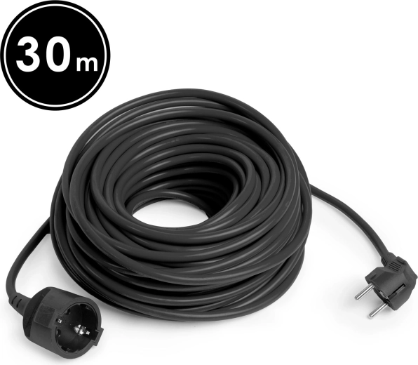 Čierny predlžovací kábel Schuko 30 m