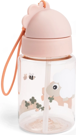 Done by Deer fľaša so slamkou Tiny farm ružová 280 ml