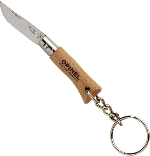 Opinel N°02 Inox vreckový nôž na kľúče 3,5 cm, bukové drevo