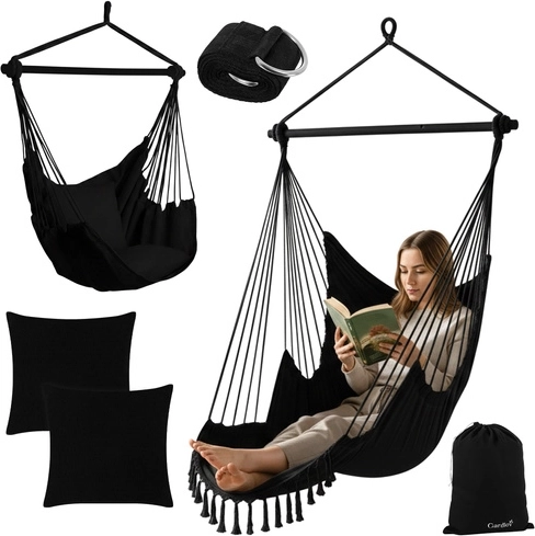 Závesné hojdacie kreslo 210 cm čierne Gardlov