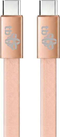 Plochý silikónový kábel USB-C na USB-C 1 m broskyňový