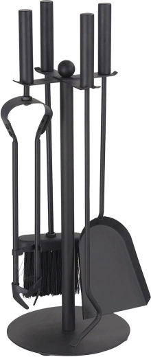 Krbové náradie so stojanom 49 cm, čierna oceľ, 4-dielna sada