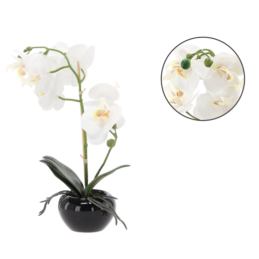 Umelá kvetina orchidea biela 30 cm