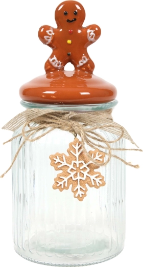 Sklenená dóza na cukrovinky Perníček 11,4 × 21,5 cm