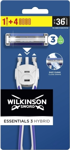 Wilkinson Essential 3 Hybrid pánsky holiaci strojček s rukoväťou a 4 hlavicami