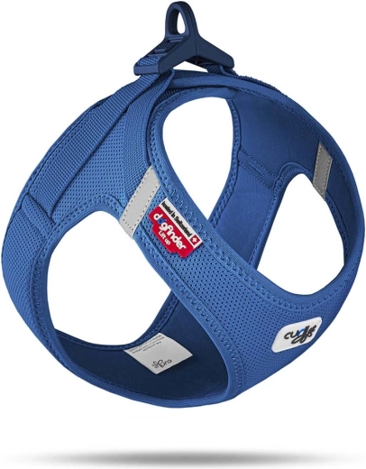 Curli postroj pre psy Air-Mesh s prackou, modrý (XL, 12–18 kg)