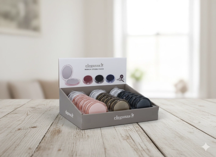 Skladacie okrúhle vreckové zrkadielko na líčenie