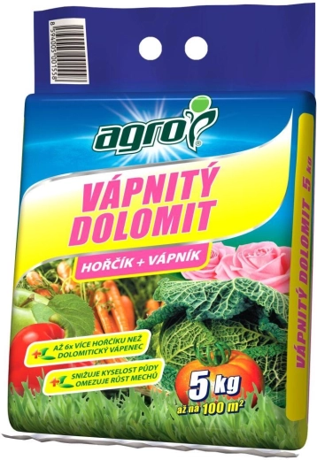 Vápnitý dolomit – záhradné hnojivo 5 kg AGRO