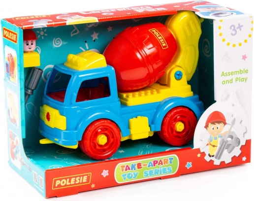 Rozoberateľná miešačka na betón s náradím a figúrkou, 29 dielov