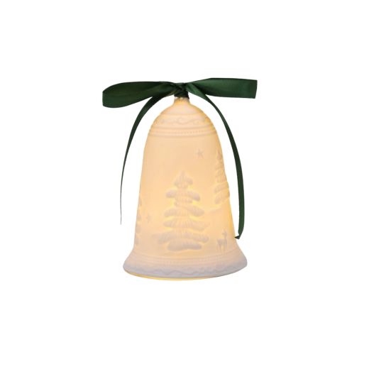 Keramický vianočný zvonček s LED osvetlením