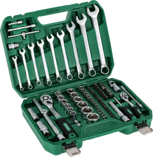 Stalco sada račňí a nástrčných kľúčov 1/2" + 1/4" (82 dielov)