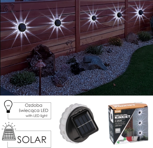 Sada 2 solárnych nástenných svetiel STAR LED, studená biela, 10 × 10 × 2,5 cm