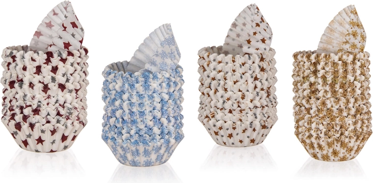 Papierové cukrárske košíčky XMASS, mix farieb, 3 × 2,1 cm, 200 ks