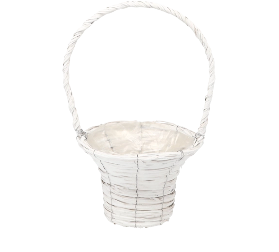 Biely prútený košík – obal na kvetináč 26 × 46 cm
