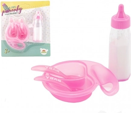 Súprava pre bábiky s fľaškou a nádobím