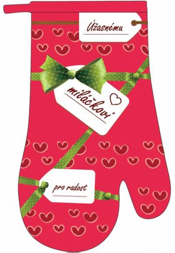 Kuchynská rukavica TORO s nápisom Úžasnému miláčikovi, červená