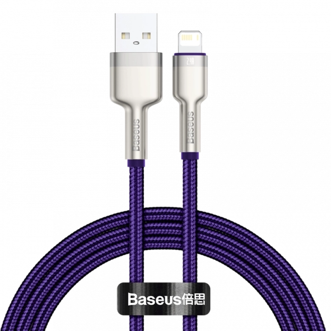 Baseus Cafule pletený USB–Lightning kábel 1 m, 2,4 A, fialový