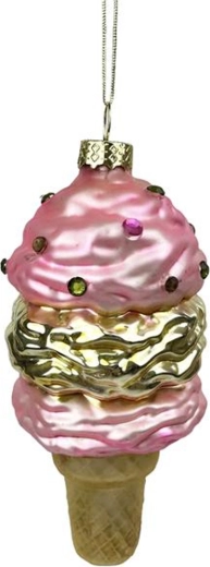 Vianočná ozdoba zmrzlina zo skla 13,5 cm