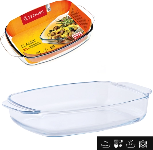Obdĺžnikový žiaruvzdorný pekáč z borosilikátového skla 2,3 l TERMISIL