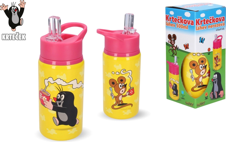Nerezová fľaša Krtko 500 ml ružová