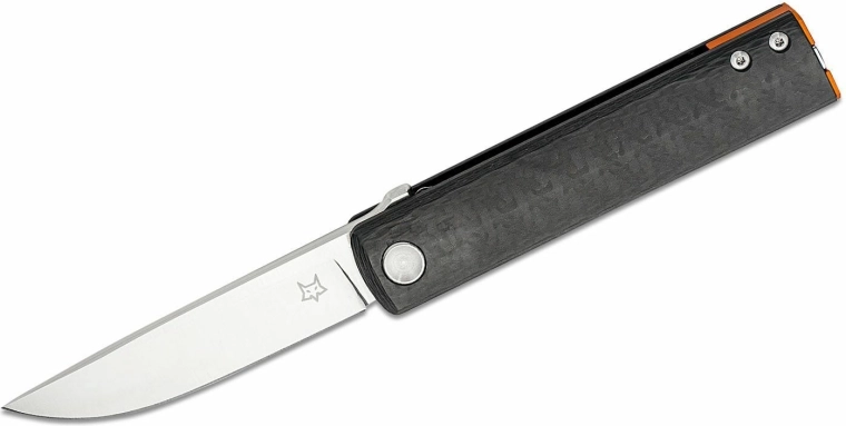 Fox Knives FX-543 CFO Chnops vreckový nôž 7,5 cm, čierny/oranžový, uhlíkové vlákno