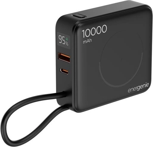 Energenie powerbanka 10 000 mAh s bezdrôtovým nabíjaním 15 W a PD 20 W, čierna