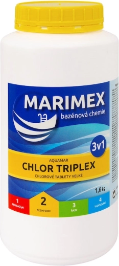Marimex chlor triplex 1,6 kg – viacúčelové tablety do bazéna