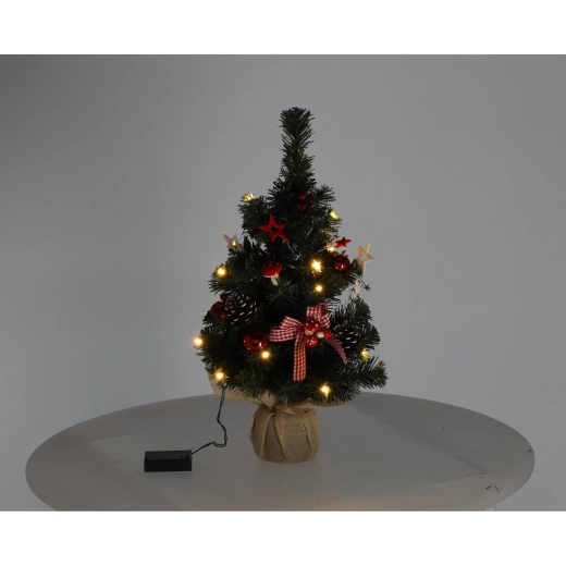 Vianočná dekorácia Choinka Bożonarodzeniowa – svetelný stromček 50 cm, 20 LED, červeno-biely