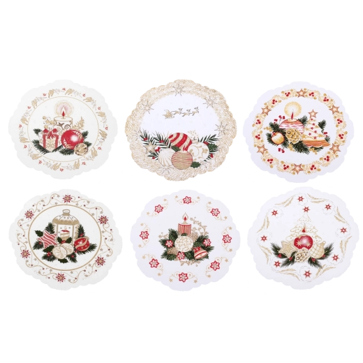Vianočné okrúhle papierové obrúsky s motívom „Boże Narodzenie“ 28 cm (6 ks)