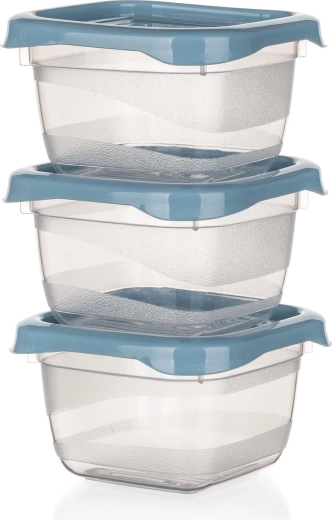 Sada štvorcových dóz na potraviny 0,1 l CULINARIA, nordic blue, 3 ks