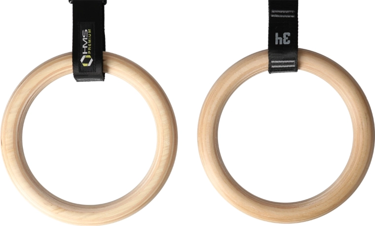 Drevené gymnastické kruhy HMS Premium TX08 s číslovanými popruhmi