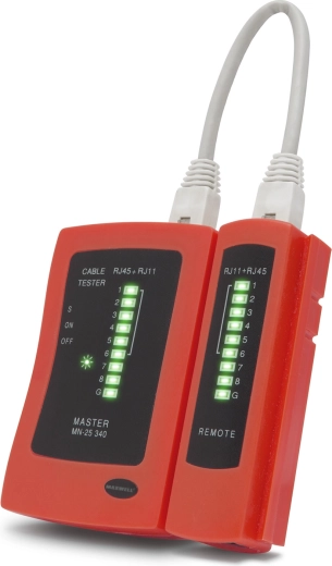 Tester sieťových a telefónnych káblov RJ11, RJ12 a RJ45