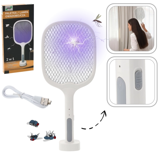 Elektrická plácačka na hmyz 2v1 s UV svetlami a USB‑C