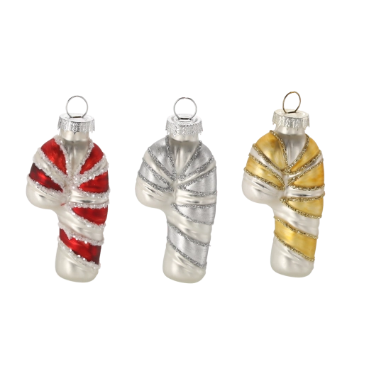 Sklenená vianočná ozdoba cukrová palička, mix farieb, 12 ks