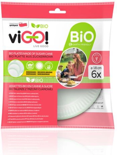 Bio taniere z cukrovej trstiny 18 cm, 6 ks